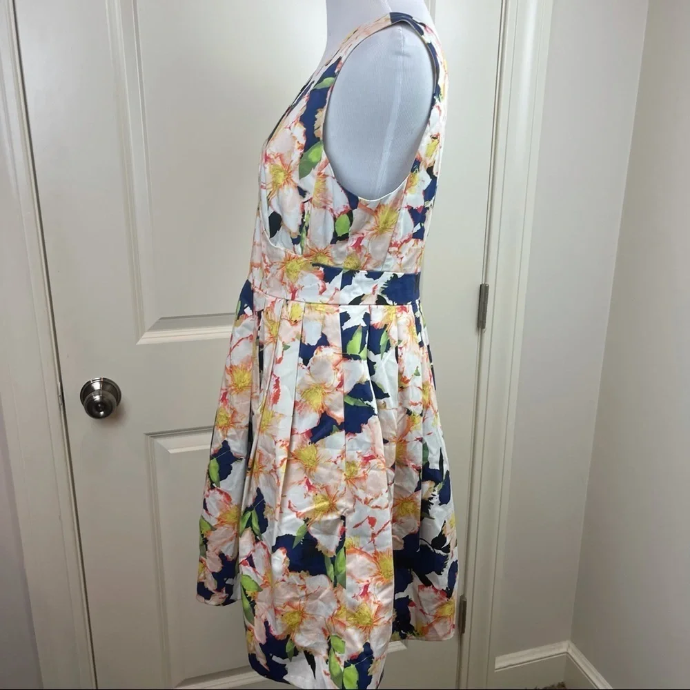 J Crew Collection Floral Cove V-neck Dress Cotton Sleeveless Size 6